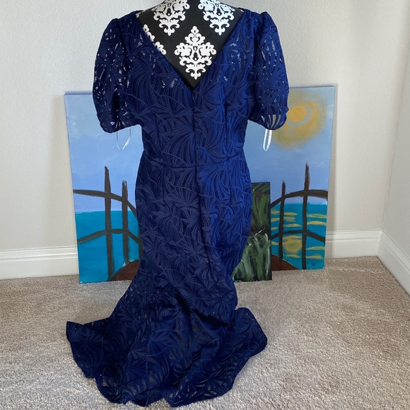 Kay Unger Royal Blue Lace Dress - Picture 3 of 9